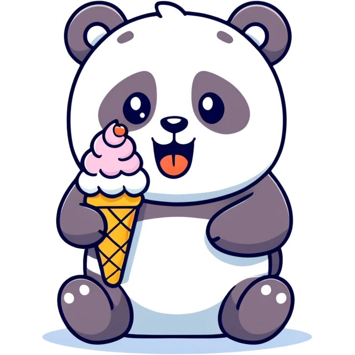Panda eating ice cream emoji