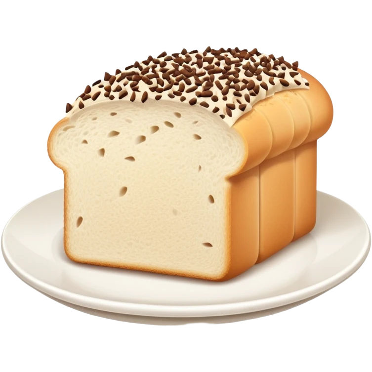 Slice of white bread on a white plate with chocolate sprinkles on top emoji