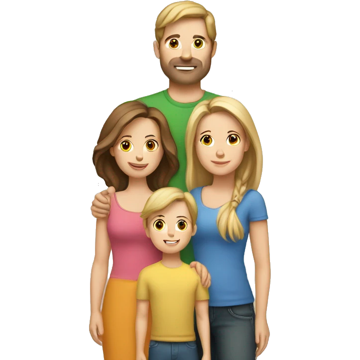 caucasian family with three daughters and one son  emoji