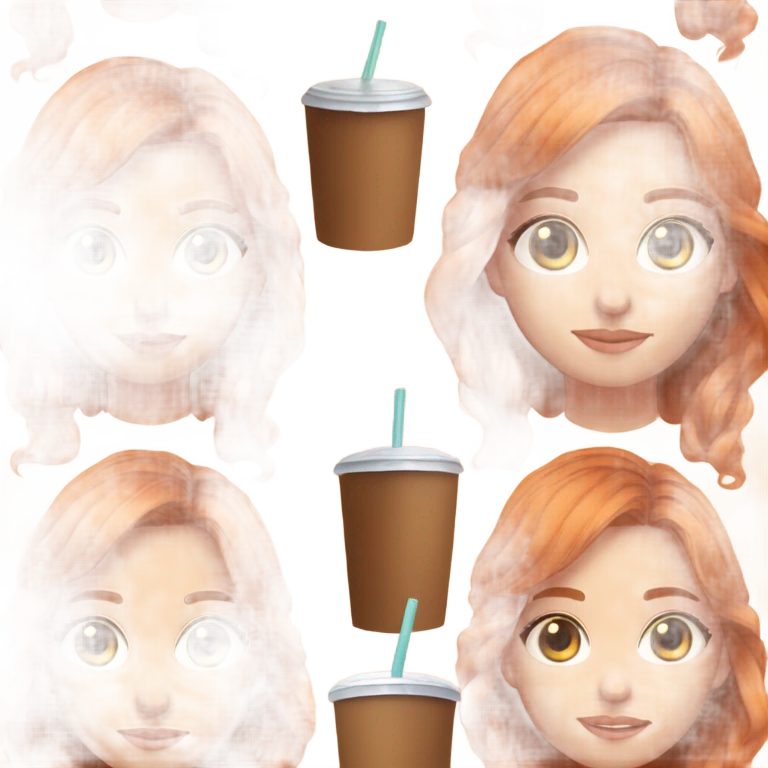 Beautiful fair skin long orange red hair girl brown eyes fair skin girly beautiful drinking straw iced ice coffee clean white beautiful emoji