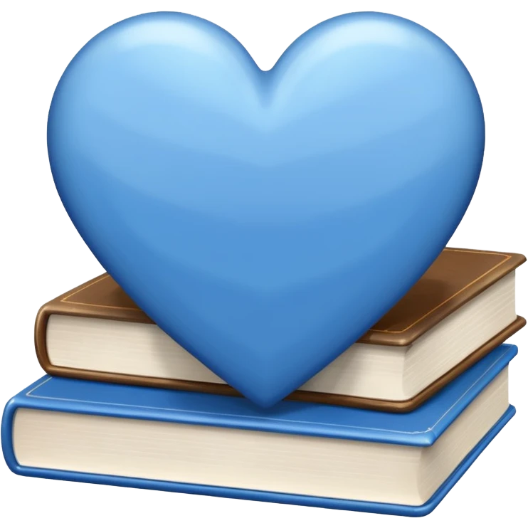  Blue and white heart + books emoji