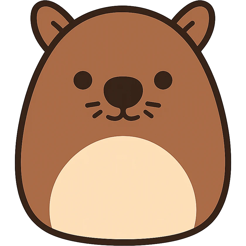 flat color vector wombat squishmallow plushie icon emoji