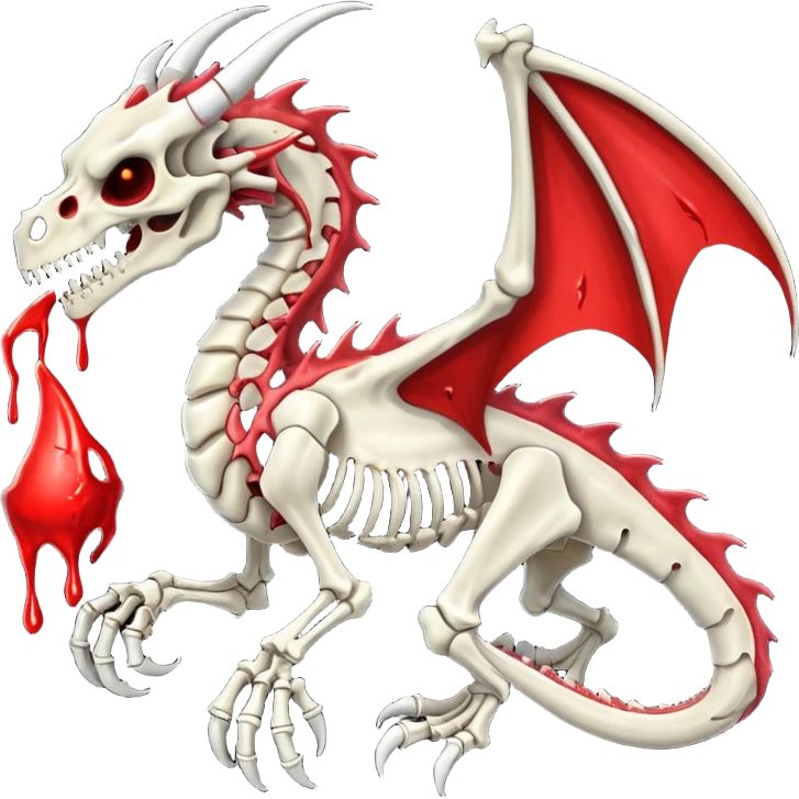  skeletal skeleton bone dragon with some blood dripping emoji