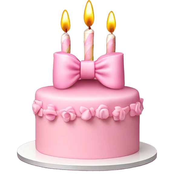 Coquette bow light pink birthday cake with candles emoji