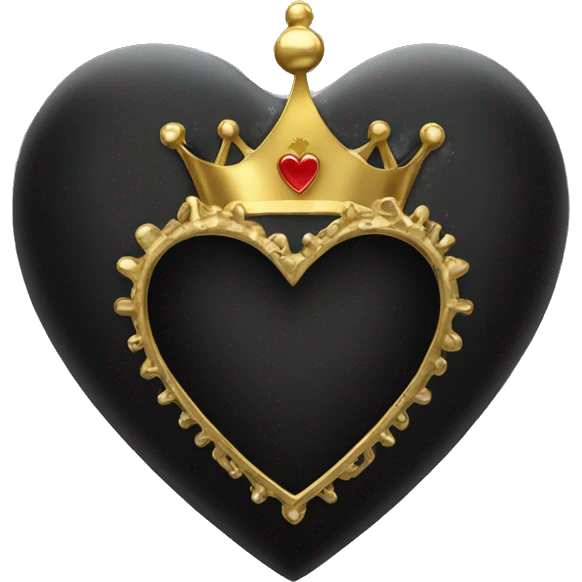 black heart with gold crown on corner  emoji