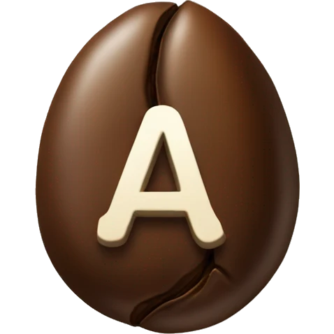 a coffee bean with a chat symbol emoji