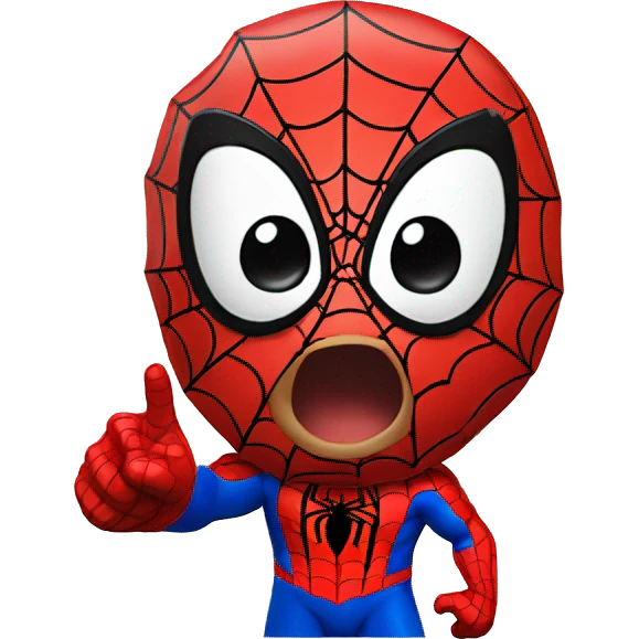 Spider man amazed reaction and hand pointing at right emoji