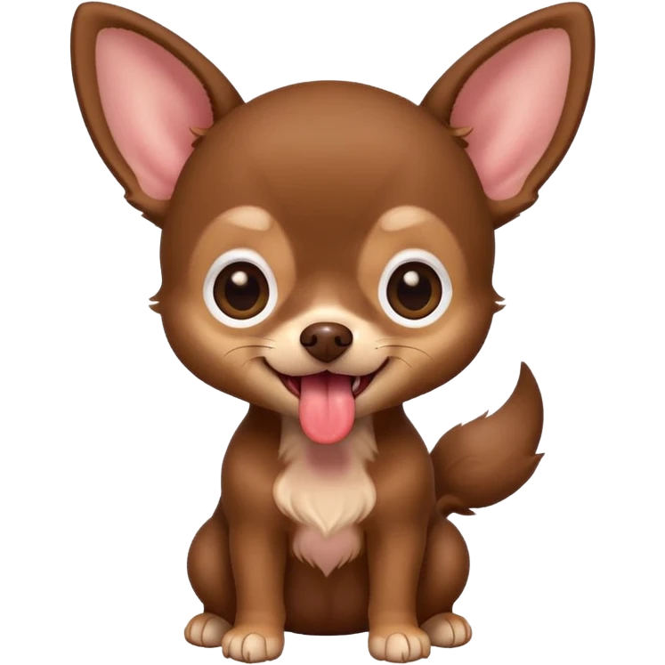 Generate an emoji of a chocolate-colored Chihuahua puppy with its tongue sticking out emoji