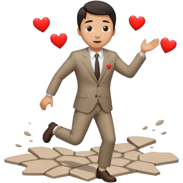 asian man with heart eyes slip and fall on sidewalk  emoji