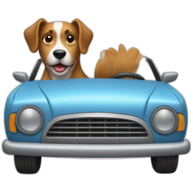 A dog going in a car emoji