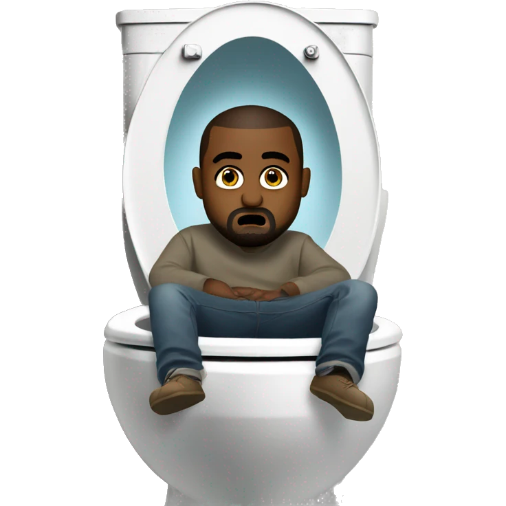 Kanye west sitting inside of a toilet emoji