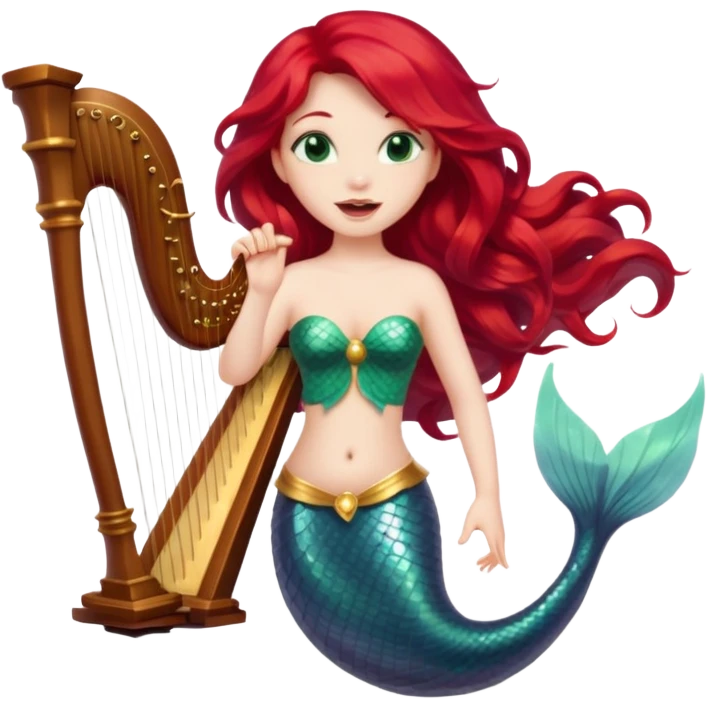 Singing Mermaid – Holding harp emoji