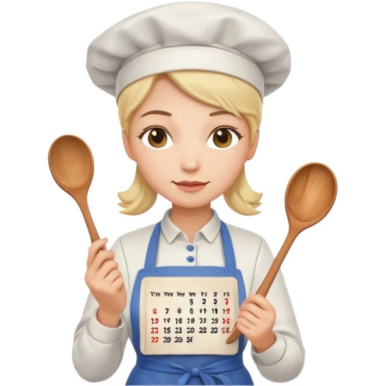 cocinera mujer con calendario emoji