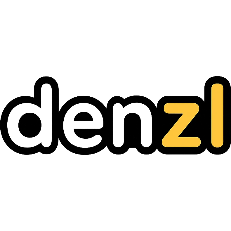 'denzl' logo, playful and rounded typography, friendly and approachable, vibrant accent color emoji