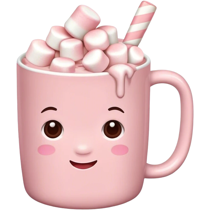 Light Pink mug of hot chocolate with marshmallows  emoji