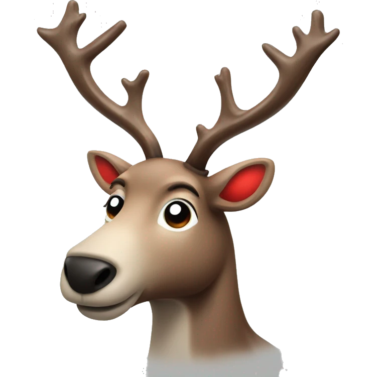 Reindeer with a glowing red nose emoji