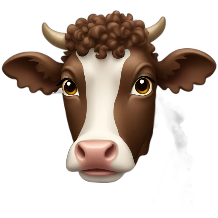 Curly brown haïr cow emoji