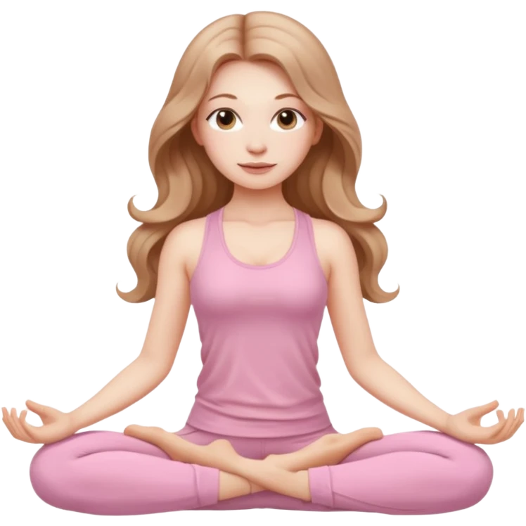 yoga girl with pale skin and long wavy light brown hair in light pink clothes emoji