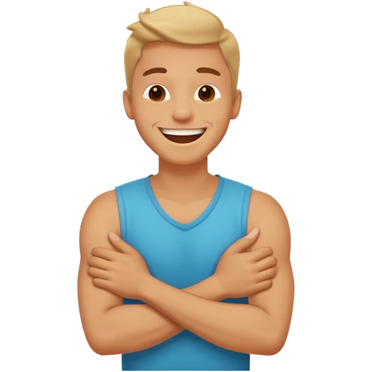 Arms crossed holding neck laughing guy emoji