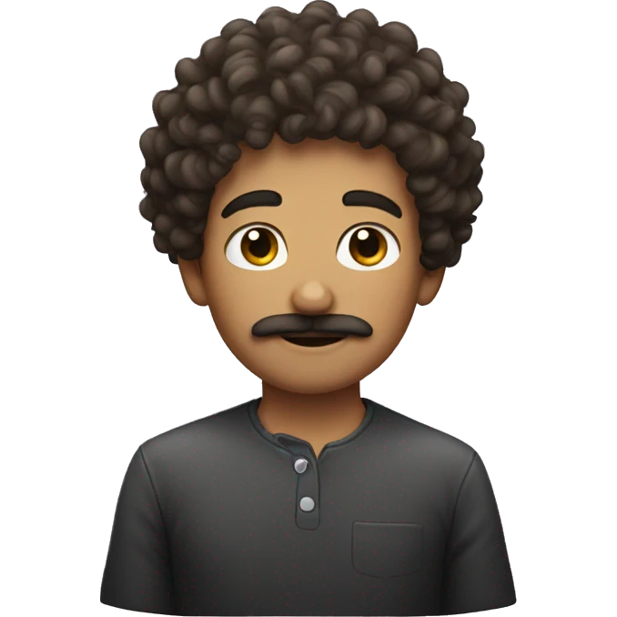 Curly haired boy with a mustache  emoji
