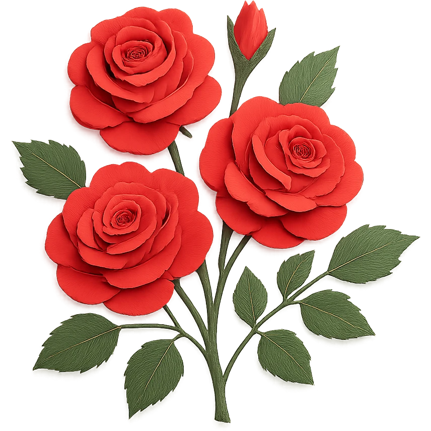 close-up of a rose bush, fine paper edges, clusters of roses, naturalistic leaves emoji