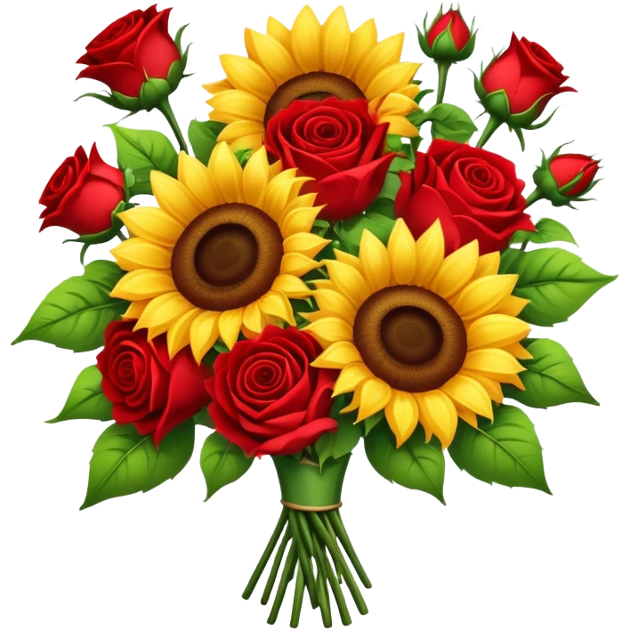 sunflowers and red roses bouquet emoji