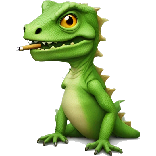 big but lizard smoking a cigarette  emoji