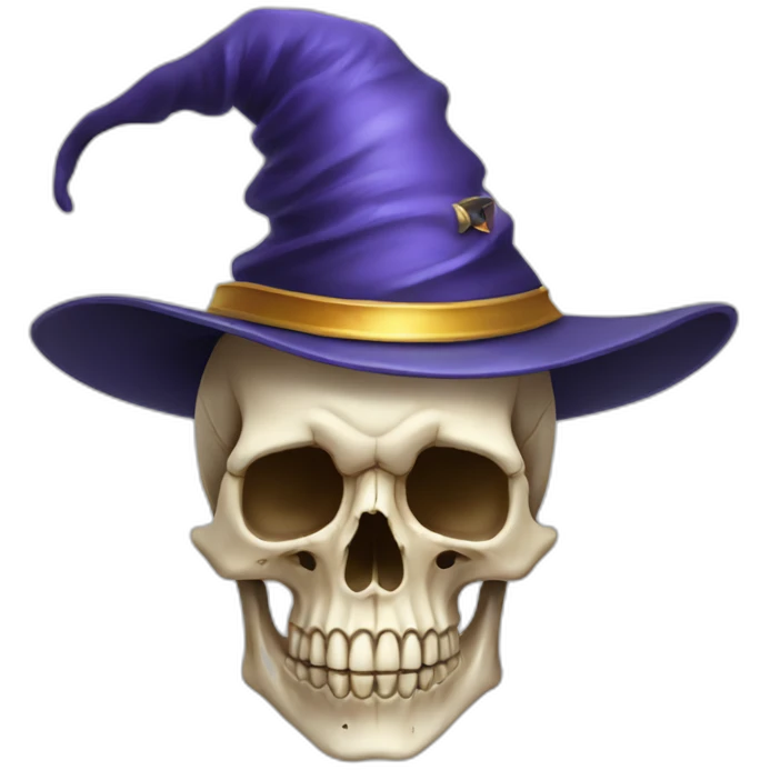 Human skull with a wizard hat emoji