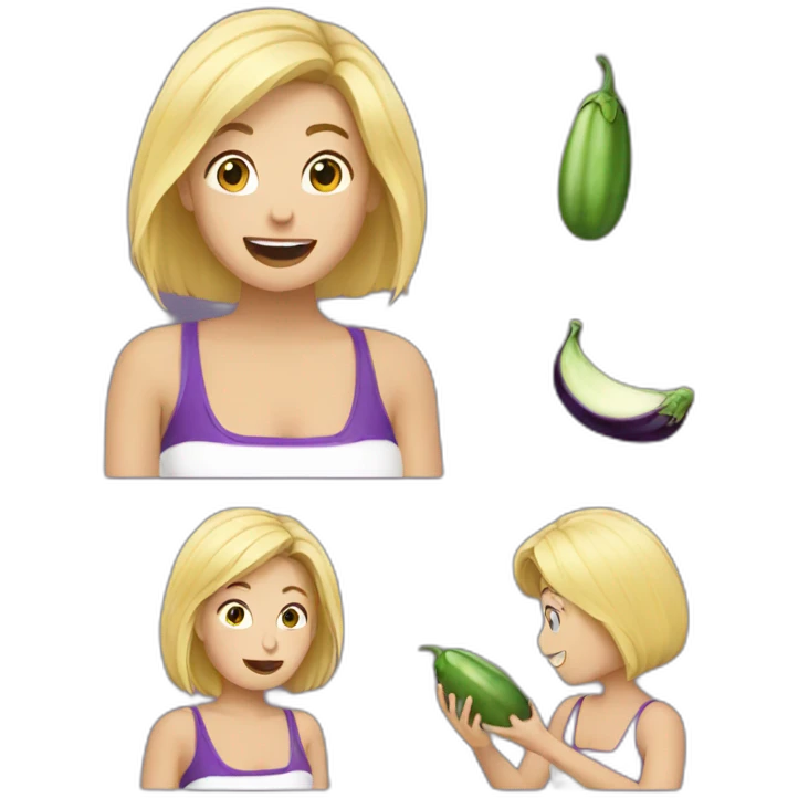 Blond eat eggplant emoji