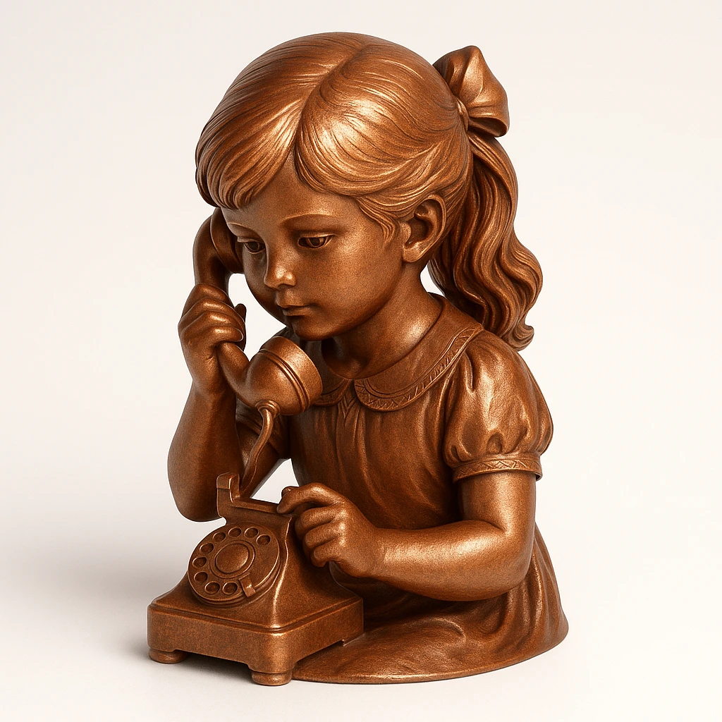girl talking on telephone in her room emoji