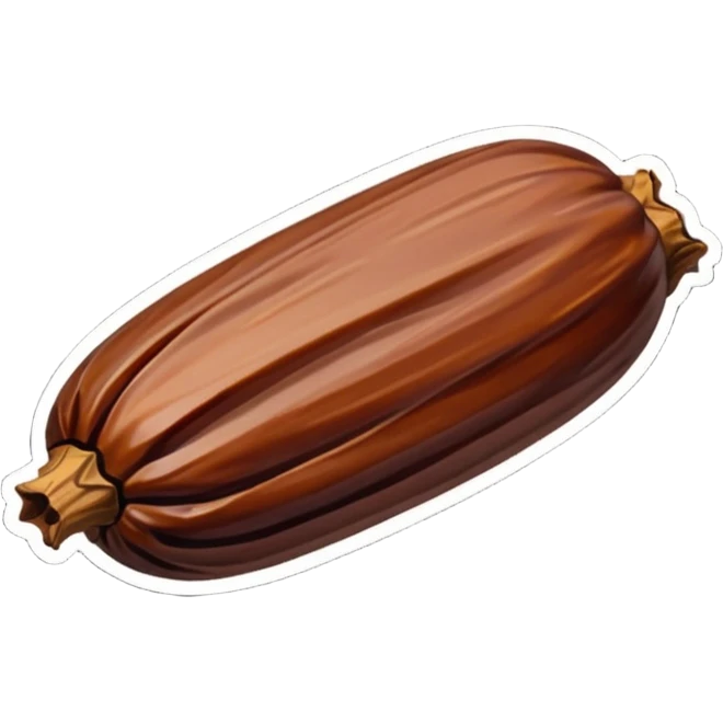  (dried) date fruit sticker. Drie dates have dark brown color are oblong, kind of crumpled like prunes. no stem.  emoji
