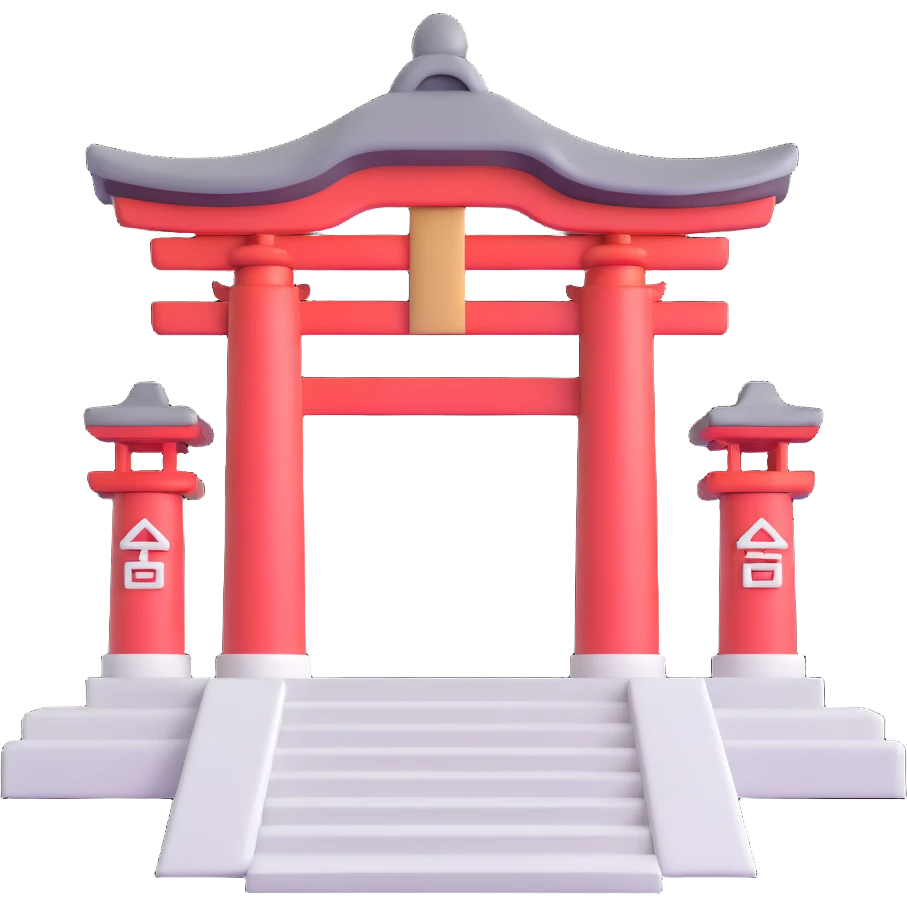 shinto shrine, 3D emoji style emoji