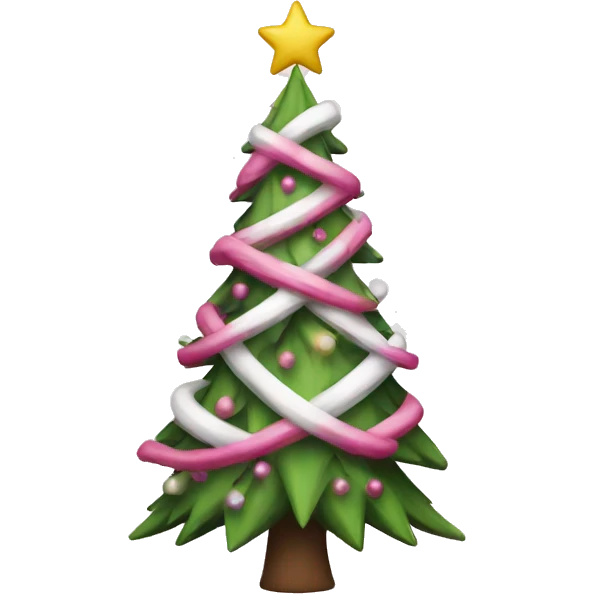 Christmas tree with pink and white emoji