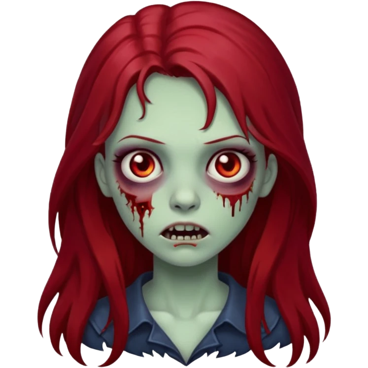 menina zumbi de cabelo vermelho escuro e longo emoji