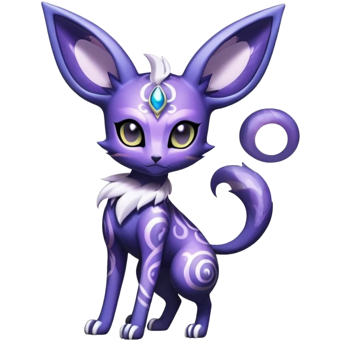 Shiny Exotic Badass Colorful Ethereal Royal Mysterious Gothic Espeon-Meowstic-Umbreon-Pokémon-Fakémon-hybrid-creature (full body) with random pattern-markings emoji