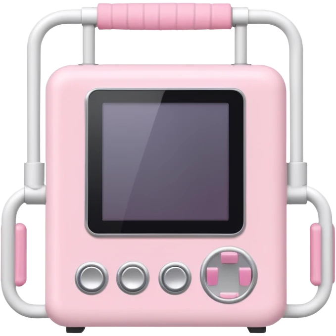 White cable machine with pastel pink handles, soft backdrop emoji