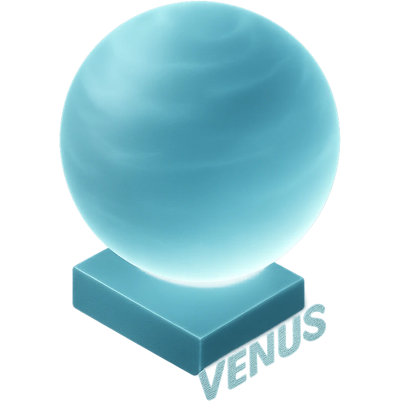 Venus with a glowing effect, matte glass style emoji