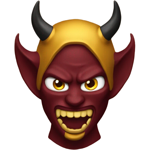 Maroon and gold devil emoji