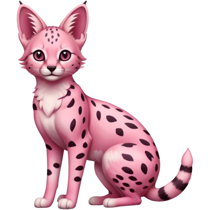 Pink Magenta Pastel-Rose Serval, full body emoji