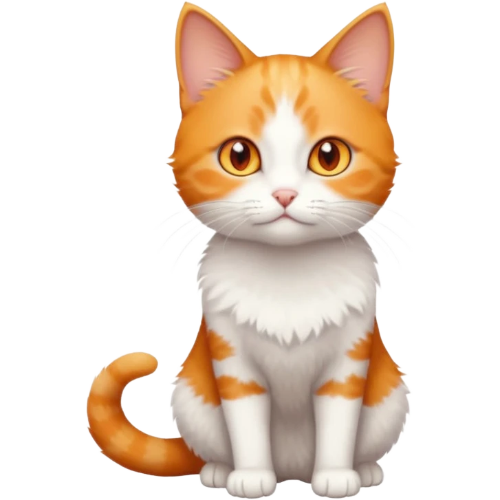 full body small short hair ginger and white cat with orange eyes  emoji