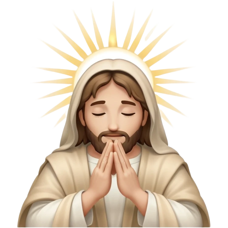 Jesus praying hands with rays of holy light emanating emoji