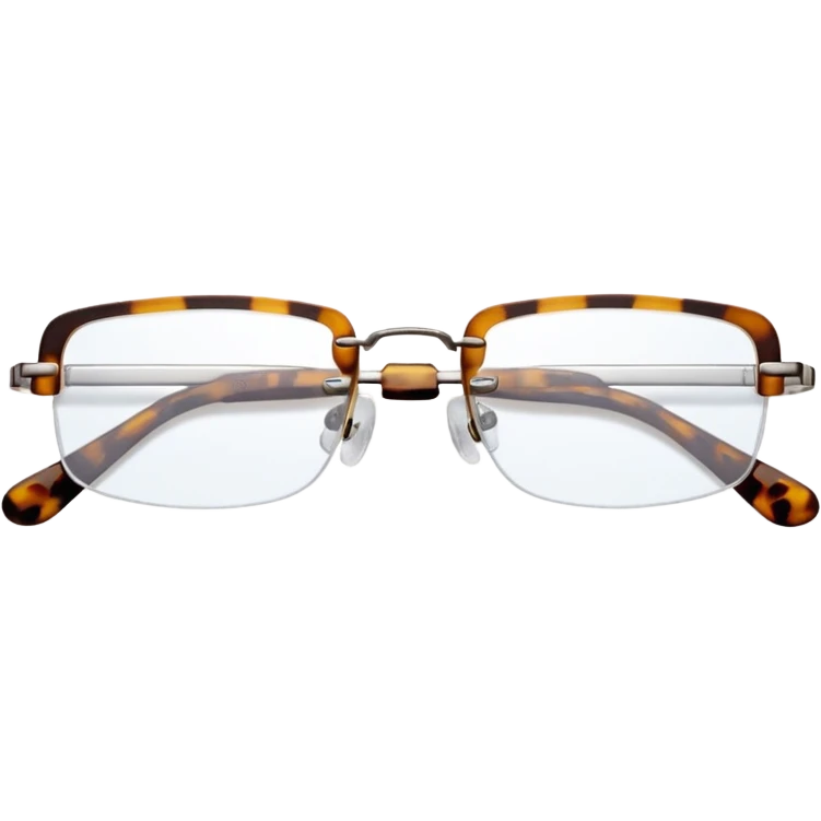 tiny Y2K tortoise printed rimless glasses, narrow rectangular lenses emoji