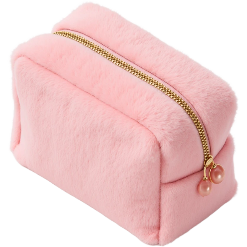 light pink fluffy cosmetics bag emoji