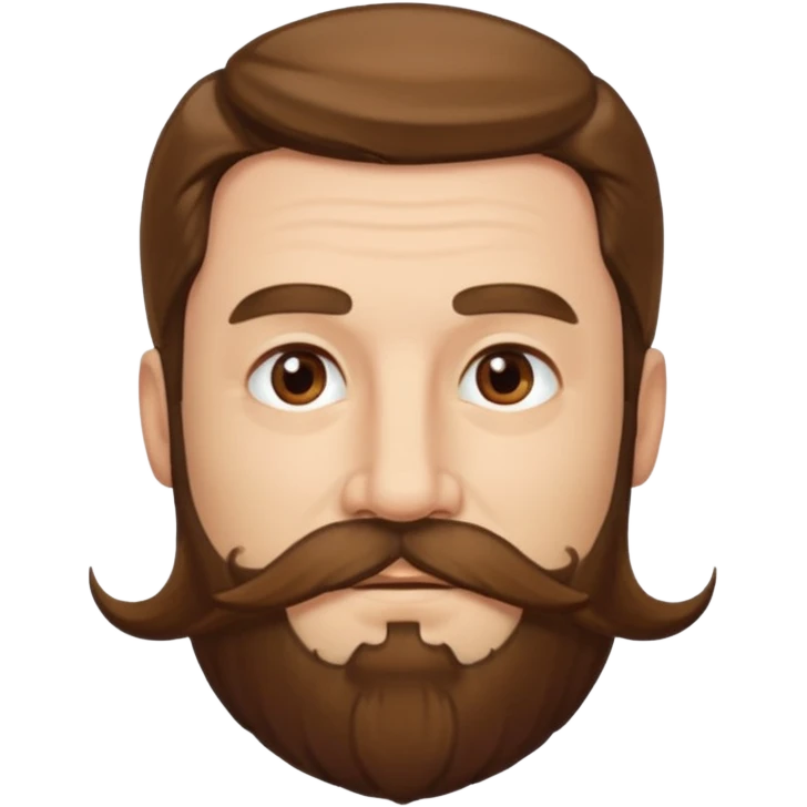 MID AGE MAN WITH LONG HAIR, MOUSTACH AND BEARD emoji