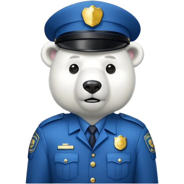 Make a humanoid polar bear dressed as a police emoji
