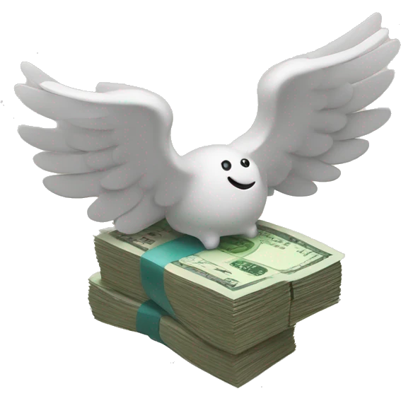 Stack of pound notes with wings emoji