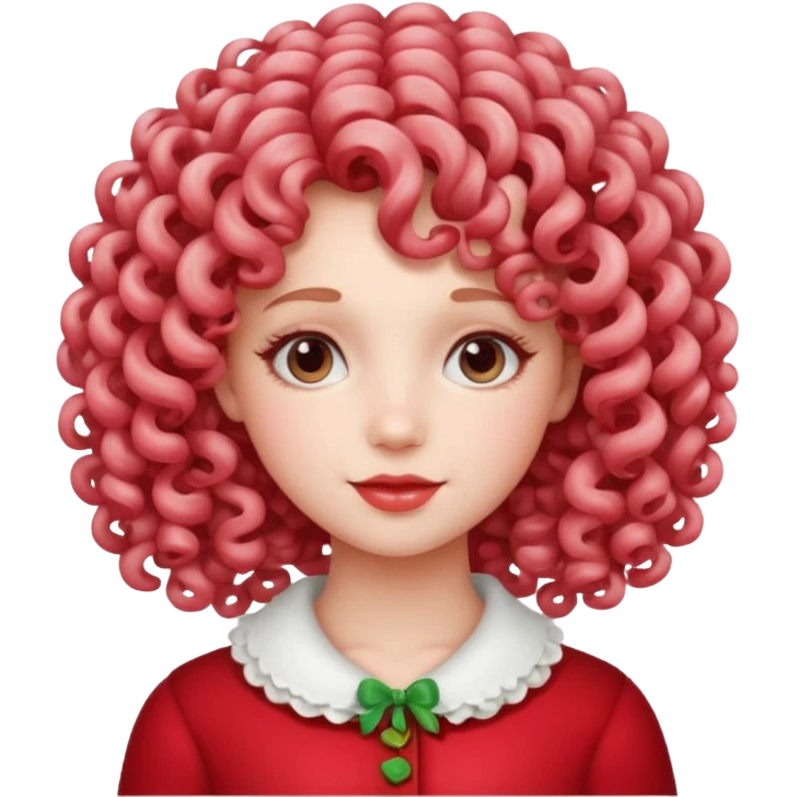 girl with curly hair made out of peppermint candy emoji