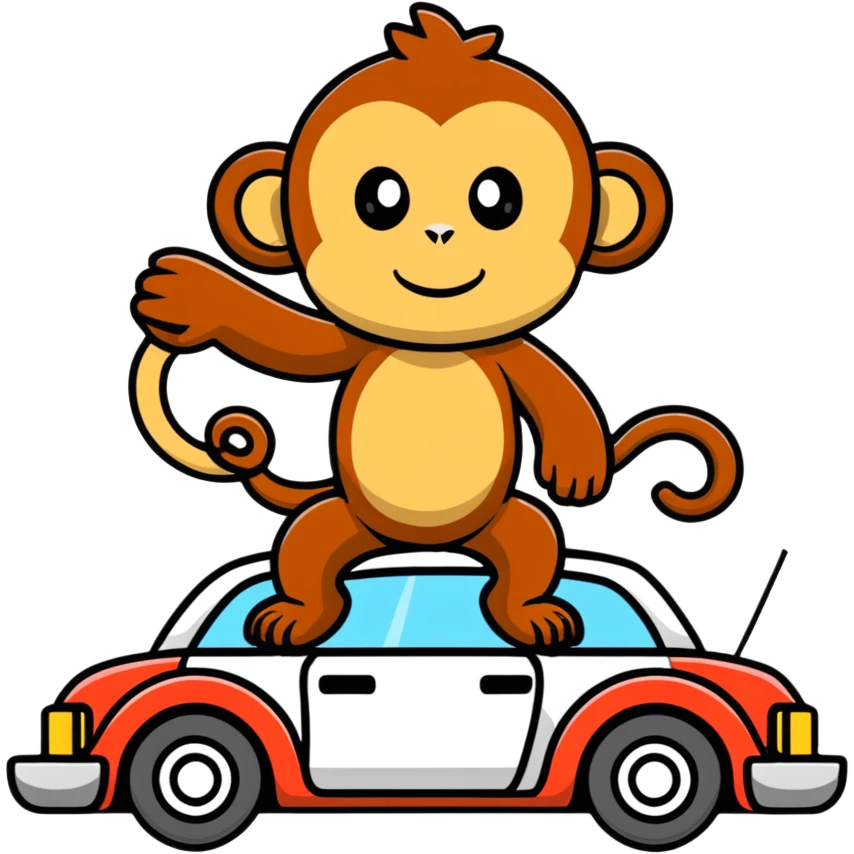 monkey dancing on a car emoji