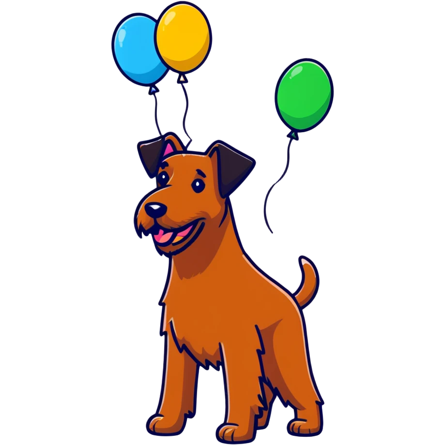 Irish terrier with balloons emoji