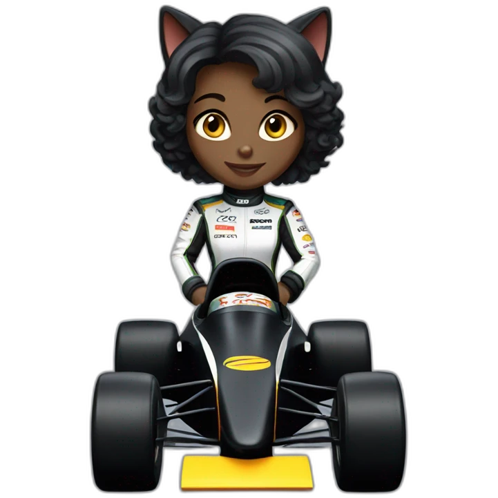 Black cat girl in f1 car emoji